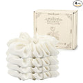 4PCS Large Silk Scrunchies for Women - Hair Elastics Handmade Scrunchie for Thick Hair Girl Hair Ties Ponytail Holders Jumbo Scrunchies (White)