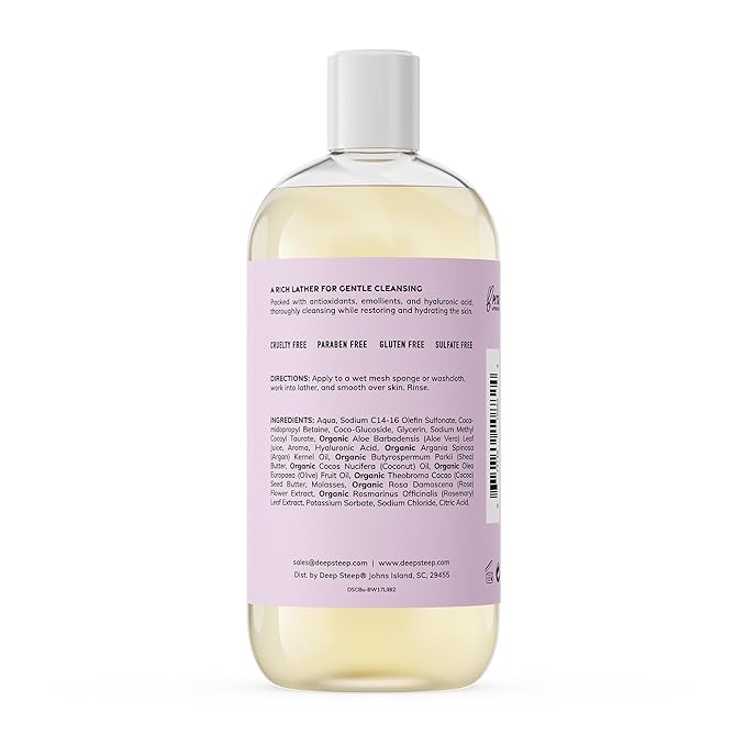 Deep Steep Lilac Blossom Body Wash, Hydrating Shower Gel with Hyaluronic Acid & Shea Butter for Sensitive Skin, Bodywash for Women & Men, 17 Fl Oz, 1-Pack
