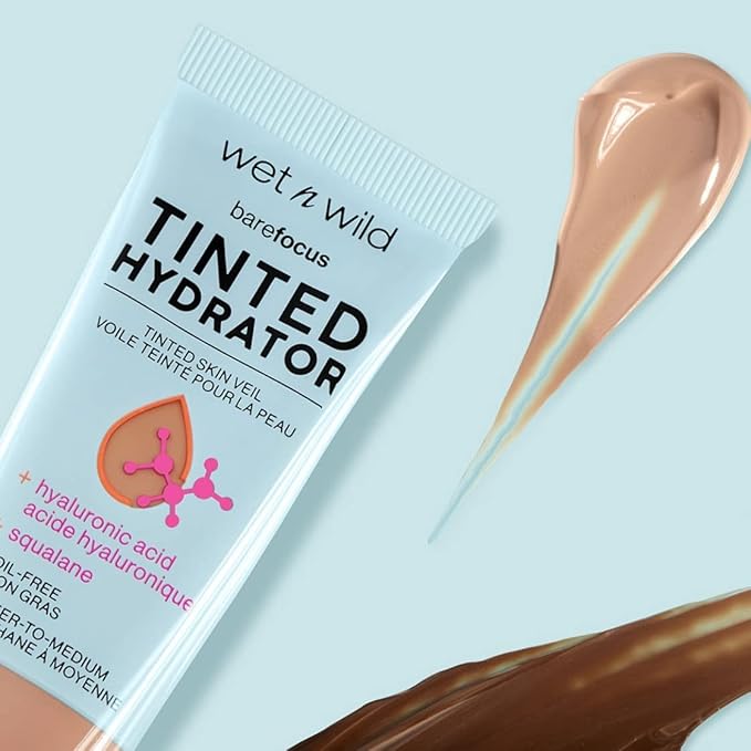 wet n wild Bare Focus Tinted Hydrator Tinted Skin Veil, Lightweight Buildable Coverage with Hyaluronic Acid & Vegan Squalane, Semi-Matte Finish, Cruelty-Free - Medium Tan (Pack of 2)
