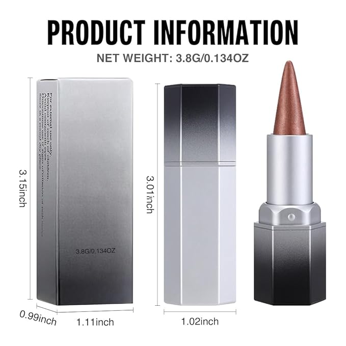 evpct Copper Shimmery Metallic Lip Liner and Lipstick Combo, Cone Tip Lip Crayon for Women Long Lasting Waterproof, Metal Shinny Hydrating Lipstick Makeup, Glitter Lips Liner Pencil for Shimmery Shade
