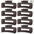 TOCESS Hair Claw Clips for Women - 8PK Large Neutral Matte Square Jumbo Hair Clips for Thick, Thin, Long, Short, Curly Hair Girls, Big Jaw Clip Set for Daily Use(Mocha Brown)