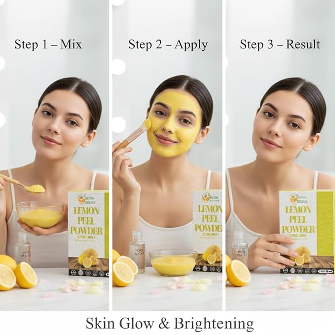 Herbs Botanica Lemon Peel Powder 100% Pure & Natural Lemon for Skin Care, Face Masks DIY Beauty Finely Ground Citrus Powder for Skincare & More 5.3 oz