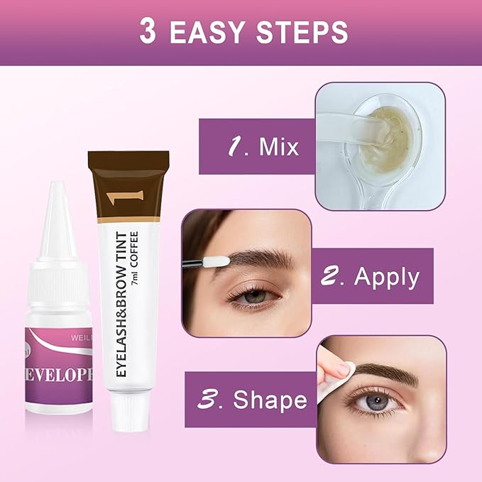Eyelash & Eyebrow Color Kit, Professional Instant Lash & Brow Color Kit with Natural Results, Easy to Use, Eye Brow & Eye Lash Coloring Set DIY Hair Coloring for Salon Home Use 7ml (Coffee)