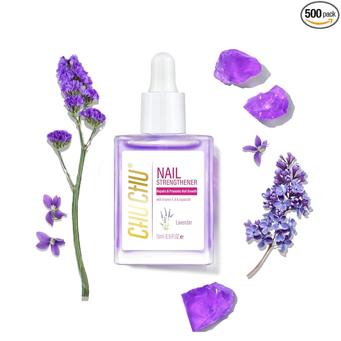 CHUCHU Nail Growth and Strengthener Oil for Cuticle - Repair Moisturizing Treatment - Natural Jojoba Vitamin B & E Nail Oil for Dry Cracked Nails (Lavender 01)