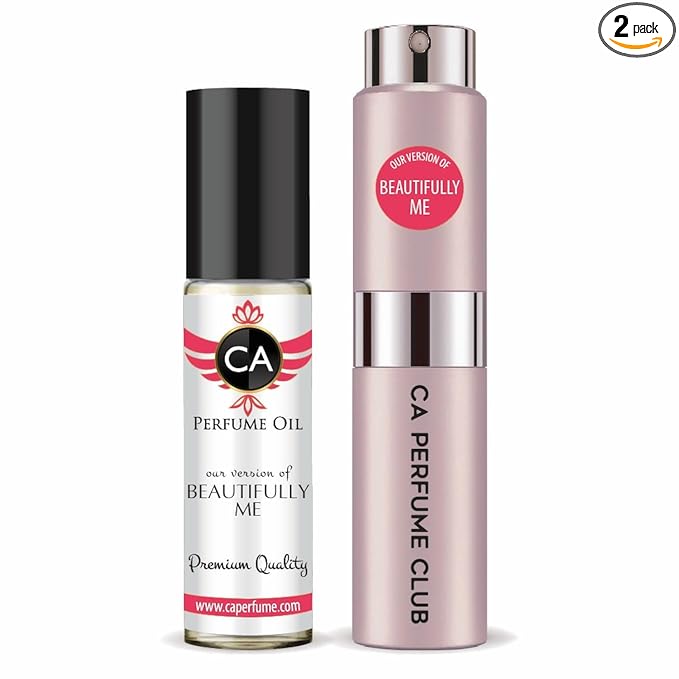 CA Perfume Duo Impression of Beautifully Me For Women Perfume Layering Set Long Lasting Travel Size EDP + Body Oil Roll-On Bottle 0.27 Fl Oz+0.33 Fl Oz