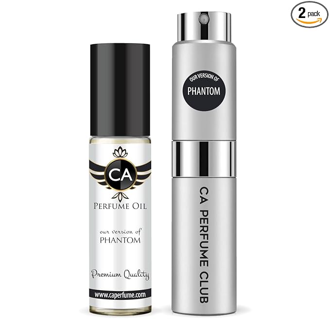 CA Perfume Duo Impression of Phantom For Men Perfume Layering Set Mens Cologne Long Lasting Travel Size EDP + Body Oil Roll-On Bottle 0.27 Fl Oz+0.33 Fl Oz