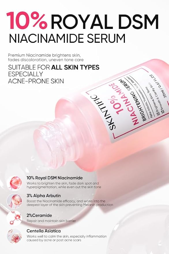 SKINTIFIC 10% Niacinamide Serum with Alpha Arbutin, Ceramide & Centella Asiatica – Brightens Skin, Maintains Skin Barrier