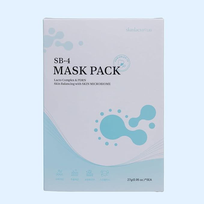 SB-4 PDRN Revitalizing Sheet Mask (5 Sheets) – Unbleached Pure Cotton Mask for Barrier Repair, Long-Lasting Hydration, Acne & Redness Relief, and a Plump, Calm, Balanced Complexion