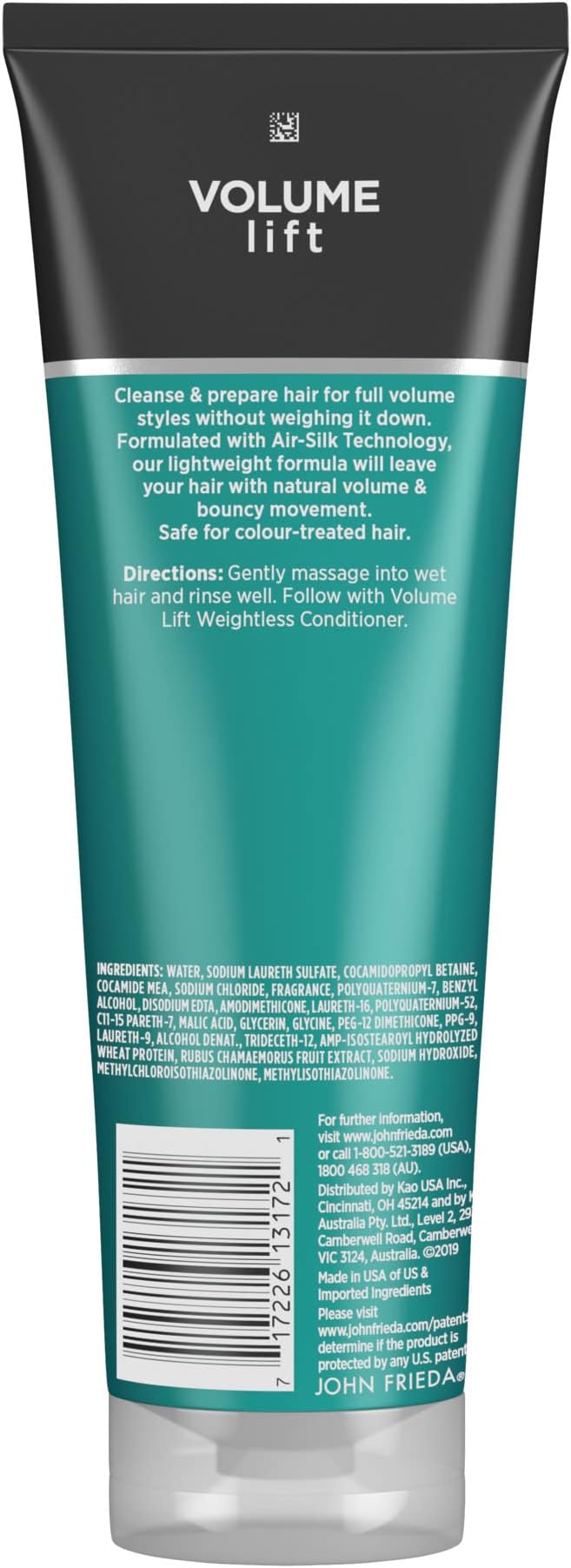 John Frieda Volume Lift Weightless Shampoo, Lightweight Volumizing Shampoo with Air-Silk Technology for Fine or Flat Hair, Adds Natural Fullness, Safe for Color-Treated Hair, 8.45 Oz