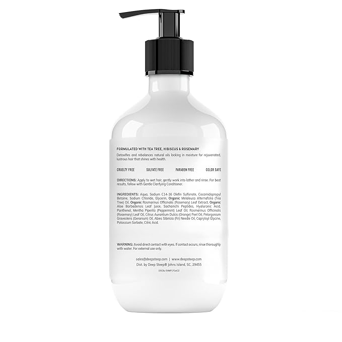 Deep Steep Gentle Clarifying Shampoo, 17 oz – Refreshing Shampoo with Tea Tree Oil, Peppermint, Aloe, Hyaluronic Acid & Panthenol – Sulfate-Free, Vegan, Clean Beauty Hair Care, Scalp & Shine