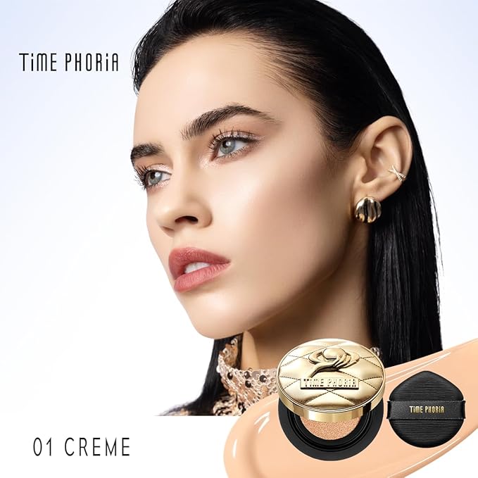Timeless Utopia Glow Cushion Foundation 01 Creme - Radiant Glow Finish, Medium to High Coverage, Hydrating Peptide Complex, Lightweight Air Cushion, Long-Lasting Smooth Blurring Base Makeup