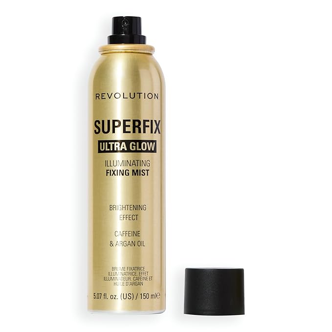 Revolution Beauty London, Superfix Glow Fixing Mist, Makeup Setting Spray with Shimmer Finish & Long Lasting-Hold, Vegan & Cruelty-Free, 5.07 fl oz