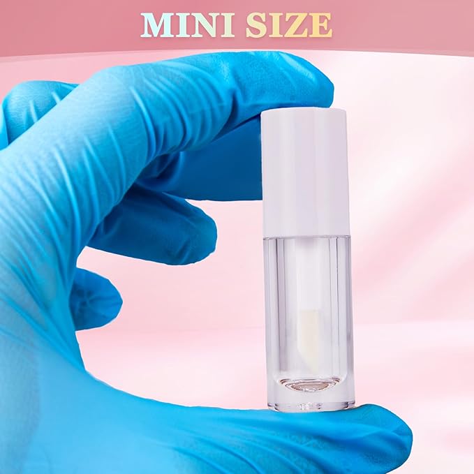 50pcs 2.5ml Empty Lip Gloss Containers Lip Gloss Tubes with Wand Cute 0.08oz Clear Refillable Lipgloss Making Supplies Kit for DIY Makeup + 2pcs Syringes (White)