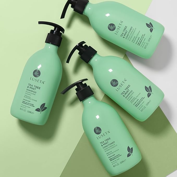 LUSETA Tea Tree Mint Shampoo and Conditioner for Hair Cleaning, Clarifying with Lavender, Tea Tree & Peppermint Oil, Soothe the Scalp, Fight Itchy, Hydrating for Women and Men, 16.8oz*2