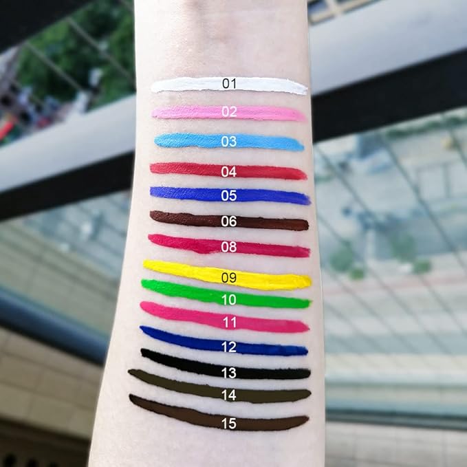 14 Colors Liquid Color Eyeliner, Halloween Waterproof Matte Colored Eyeliners Smudge-proof Fluorescent Colorful Eyeline Face Body Paint Cosplay Gifts Mother's Day for Women