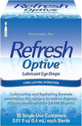 Refresh Optive Lubricant Eye Drops For Dry Eyes, Preservative-Free, 0.01 Fl Oz Single-Use Containers, 30 Count
