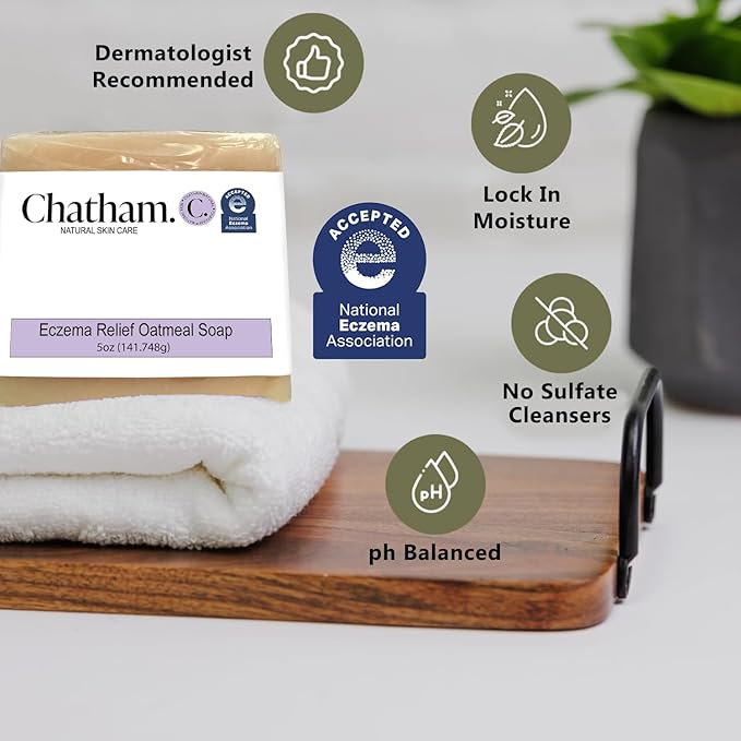 Chatham Natural Skin Care Eczema Relief Oatmeal Soap, Soothing oatmeal bath, treatment for eczema rosacea, psoriasis