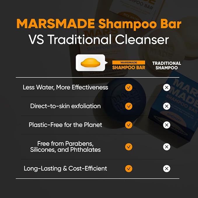 MARS MADE Ginger Shampoo Bar 2.0 - Hydrating & Moisturizing Natural Hair Soap for Hair Vitality & Scalp Nourishment - Solid Shampoo for All Hair Types (120g, 4.23oz)