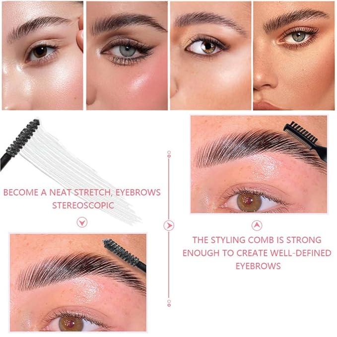 Clear Eyebrow Gel Eyebrow Fixer with Brow Comb, Long Lasting 3D Brow Wax Eyebrow Shaping Makeup, 1 Piece