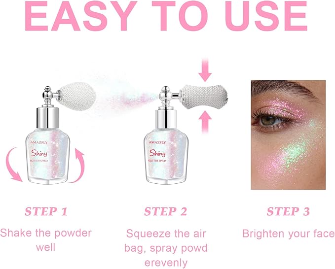 Hair and Body Glitter Spray, Shimmering Powder Sparkle Powder Makeup, Glitter Loose Sparkle Makeup for Body Highlighter,Festival Prom Rave Accessories (Mermaid)