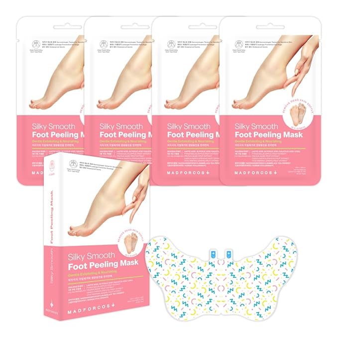 Exfoliating Foot Peel Mask with AHA/BHA & 4 Fruit Extracts – Removes Dead Skin & Calluses for Baby Soft Feet – Foot Peeling Mask Socks for Dry, Cracked Feet (4 Pairs)