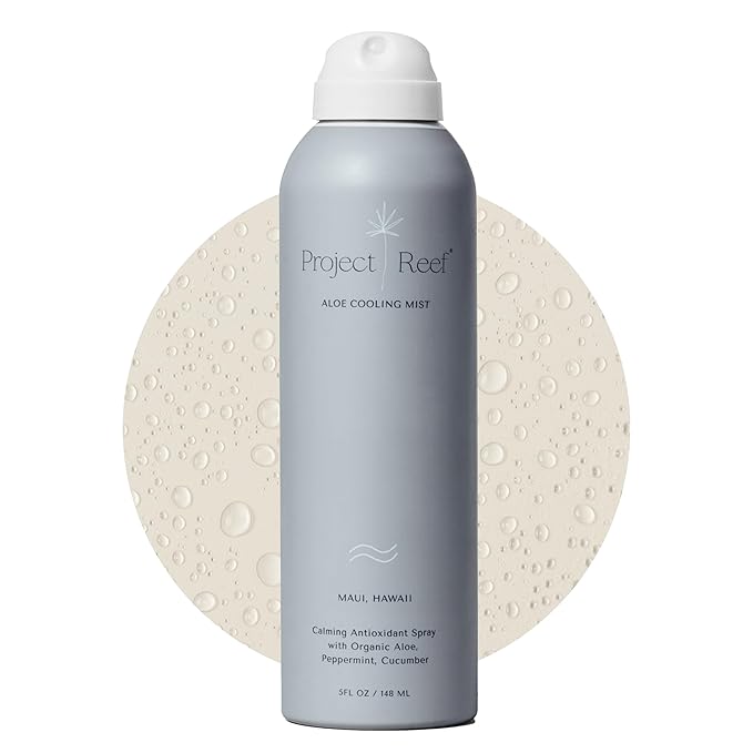Project Reef Non-Aerosol Aloe Cooling Mist – Vegan, Ocean Friendly & Hydrating After-Sun Spray with Organic Aloe Vera, Peppermint & Cucumber – Natural Sunburn Relief & Daily Skin Refreshment, 5 fl oz