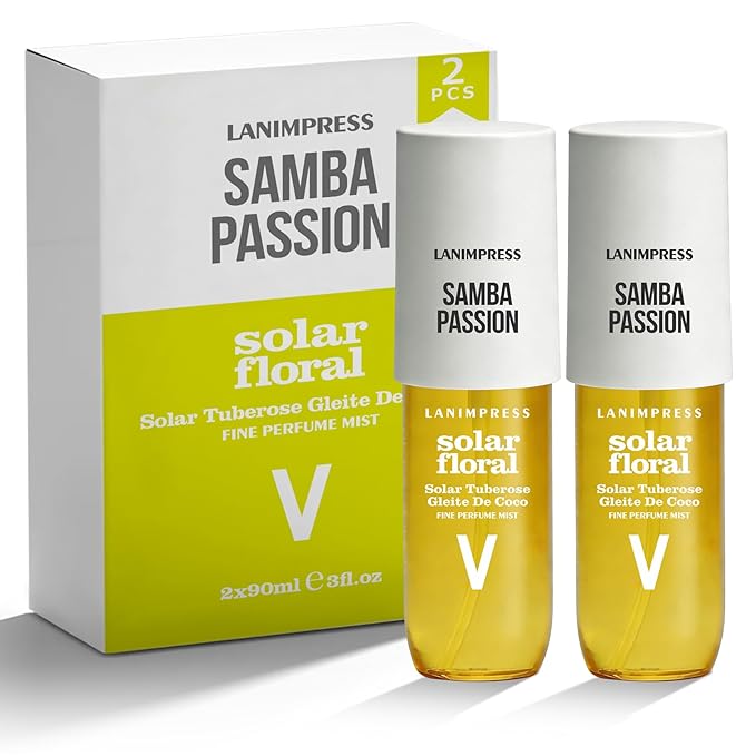 2 Pack 6 fl oz Hair Mist and Body Spray for Women（Eau De Parfum）,Sunshine Floral Perfume No.5, With Notes of Solar Tuberose,Leite De Coco