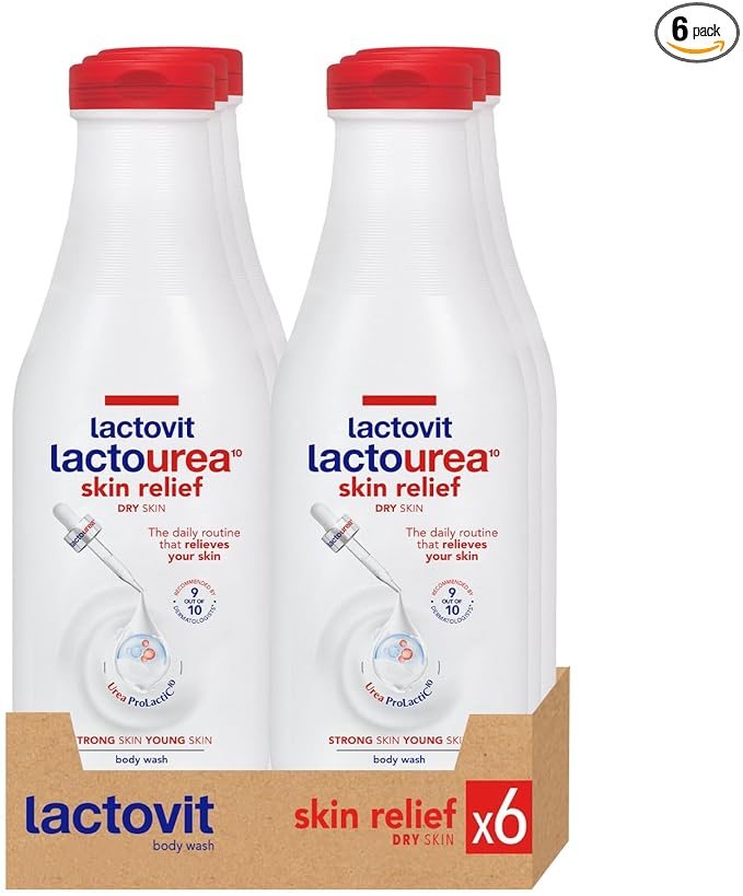 Lactovit| Lactourea Body Wash | Hydrating Shower Gel for Dry Skin | With Urea ProLactiC10 Complex, Lactic Acid & Pure Urea | Soft & Youthful Skin | Dermatologist Recommended |6 x 600 ml