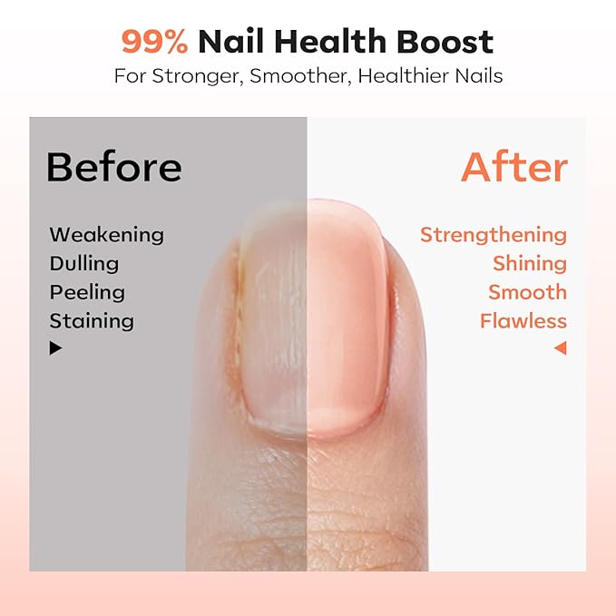 modelones Nail Strengthener and Growth, Nude Apricot Nail Polish No Harsh Smell Repair for Damaged Thin Nails Hardener Extra Strong Treatment for Women Nail Care Natural Ridge Filler Concealer 15 ML