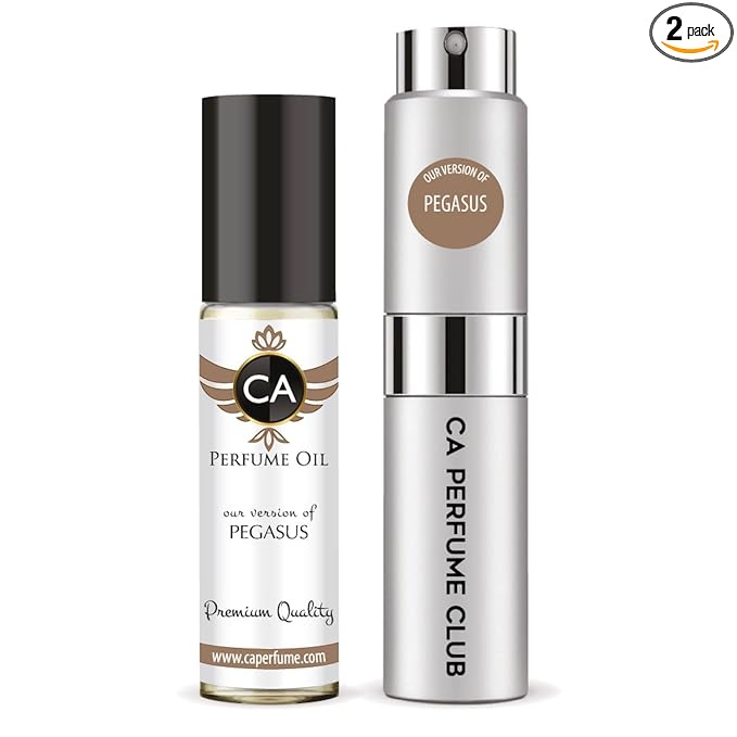 CA Perfume Duo Impression of Pegasus For Men Perfume Layering Set Mens Cologne Long Lasting Travel Size EDP + Body Oil Roll-On Bottle 0.27 Fl Oz+0.33 Fl Oz