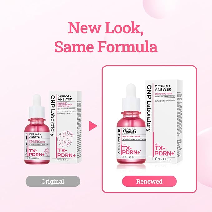 CNP PDRN + Tranexamic Acid Serum, Pink Toning Skin Booster, Niacinamide & Micro-spicules, for Glass Skin, Korean Skin Care, 1. 01 fl. oz. (Pink)