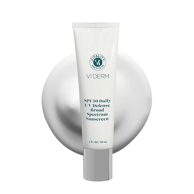 VI Derm SPF 50 Daily UV Defense Sunscreen - Broad Spectrum Sunblock for Face & Body - Lightweight, Oil-Free, Fast-Absorbing Skincare Protector - Clean, Non-Greasy Formula - Fragrance Free, 2 Fl Oz