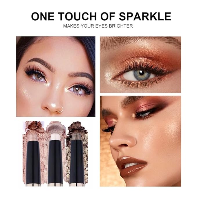 Rose Red Eyeshadow Stick Makeup, Long-Lasting Waterproof Eye Shadow Pencil, Hypoallergenic Smudge-Proof Glitter Primer Palette Shimmer Eyeliner, Easy to Blend Eye Make Up