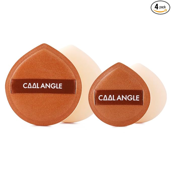 COOL-ANGLE 4Pack Brown Makeup Sponge For Foundation Concealer And Powder, Latex Free Blender Sponge For Natural And Easy Makeup Soft Long-lasting, Pack for 2X-Large and 2 Medium