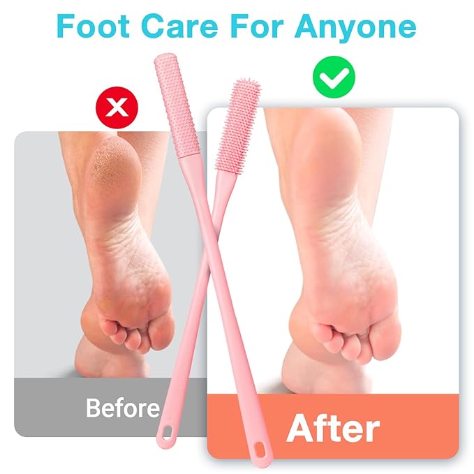 Toe Cleaning Brush,Foot Scrubber for Shower with 15.7" Long Handle Soft Silicone Cleaning Shower Brush Foot Care for Seniors,Elderly, Men and Women (Pink)