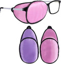 eZAKKA Eye Patches for Adults Kids Eye Patch for Glasses Silk Patch for Lazy Eye Amblyopia Strabismus and After Surgery (Purple + Pink)