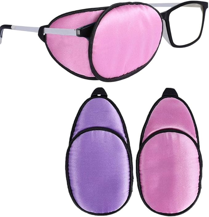 eZAKKA Eye Patches for Adults Kids Eye Patch for Glasses Silk Patch for Lazy Eye Amblyopia Strabismus and After Surgery (Purple + Pink)