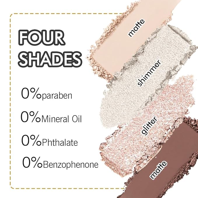CAKAILA 4 Colors Eyeshadow Makeup Palette,Nude Rose Gold Brown Natural Neutral Nude Eye Shadow Palette with Mirror,Long Lasting Naturing-Looking,Waterproof,Travel Size
