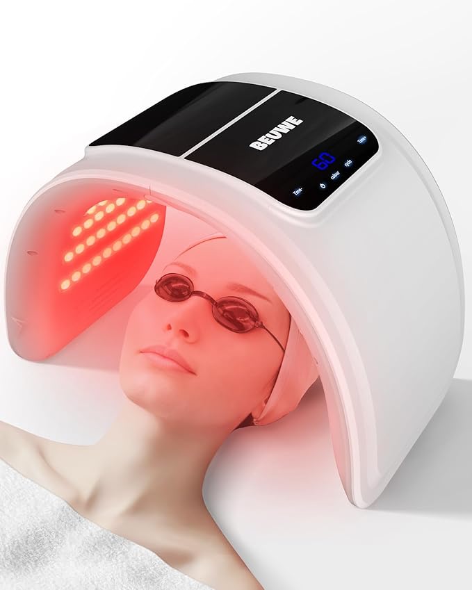 Beuwe Red-Light-Therapy-Mask, Led Light Therapy for Face, 7 Colors Led Face Mask Facial Led Light Therapy Tool Skin Care Equipment at Home, Facial Neck Body Hand Beauty Mask