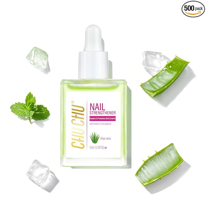 CHUCHU Nail Growth and Strengthener Oil for Cuticle - Repair Moisturizing Treatment - Natural Jojoba Vitamin B & E Nail Oil for Dry Cracked Nails (Aloe Vera)