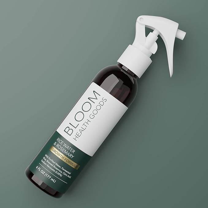 Bloom Health Goods Fermented Rice Water & Organic Rosemary Hair Growth Spray - For Softer, Stronger Hair (6 oz)