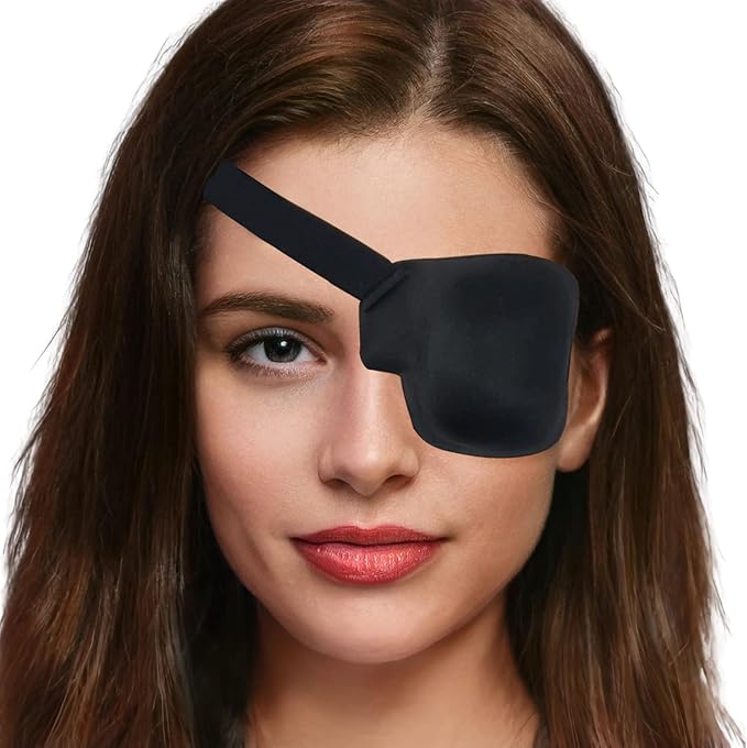 Eye Patches for Adults and Kids, 2 Pcs 3D Eye Patch Black Adjustable Medical Eyepatch for Lazy Eye Amblyopia Strabismus and After Surgery (Left Eye - Black, 1 Count (Pack of 2))