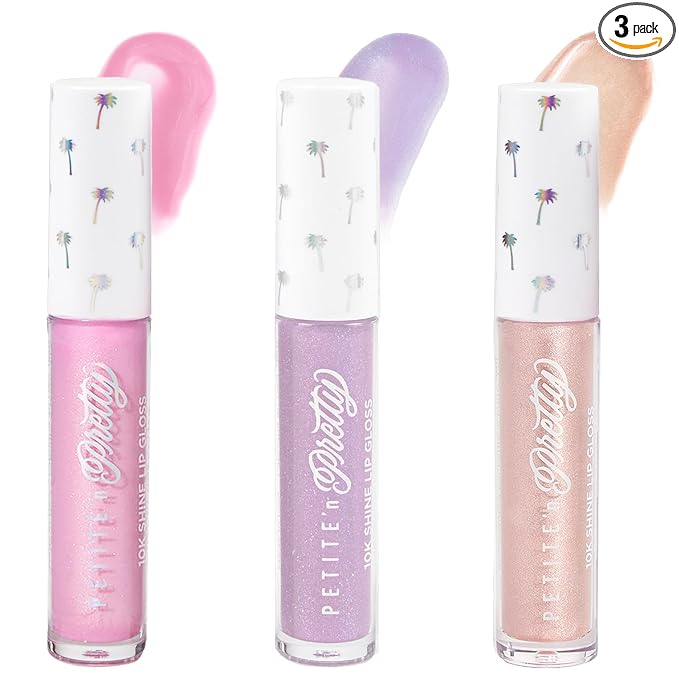 Petite 'N Pretty Best in Bling Lip Gloss Set – 10K Shine Trio for Kids, Tweens & Teens – Non-Toxic, High-Shine, Gift-Ready Makeup Set
