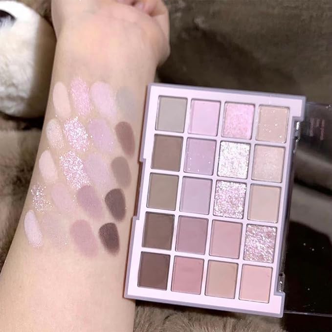 CAKAILA 20Colors Nude Light Pink Purple Basics Matte Eyeshadow Palette,Eye Shadow Travel Makeup Palette all in one Long Lasting Waterproof,Great for Travel Gift Kit