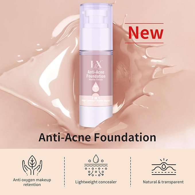 Acne-serum Foundation with Salicylic Acid & Vitamin E, Sensitive Skin Foundation Vegan & Non-Comedogenic for Acne Skin Care (Medium-209)