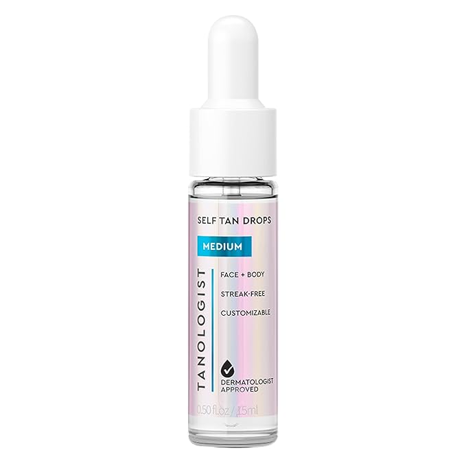 Tanologist Self-Tan Drops- Medium, Bronzing Serum, Customizable Face & Body Self Tanner For Moisturizer, Gradual Body & Face Tanning Drops for Natural Glow, Streak-Free Vegan Formula, 0.5 fl oz