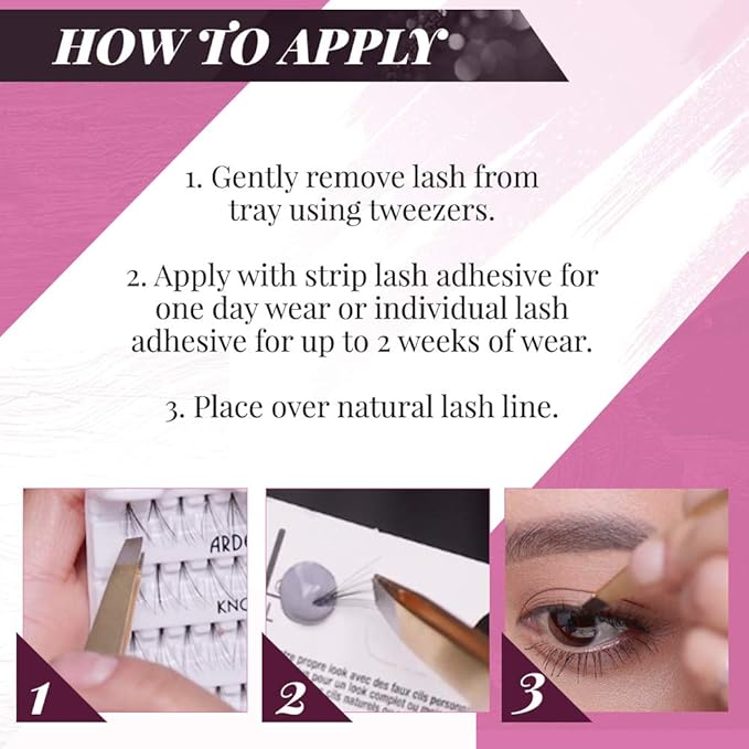 Ardell Individual Lashes Double Up - Medium Black, DIY, Cluster Eyelash Extensions, Knot-Free Eyelash Clusters, Lash Extension, 4 Pack