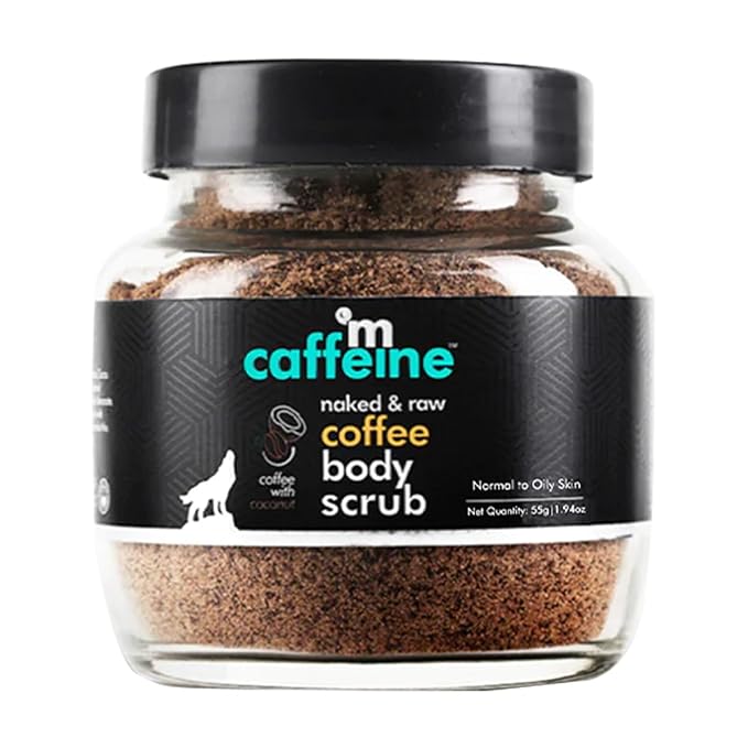 mCaffeine Naked and Raw Coffee Body Scrub - Body Wash Treats Ingrown Hair - Body Exfoliator Softens Skin - Coconut - All Skin Types - 1.94 oz