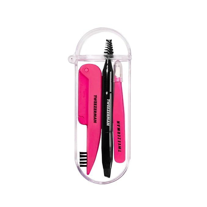 Tweezerman Pink & Black Mini Brow Rescue Kit