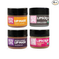 Eco Lips Organic Sugar Lip Scrub, Plumping Lip Mask & Overnight Intensive Lip Mask for Chapped Lips 4-Pack (0.25 oz. each) – 100% Natural
